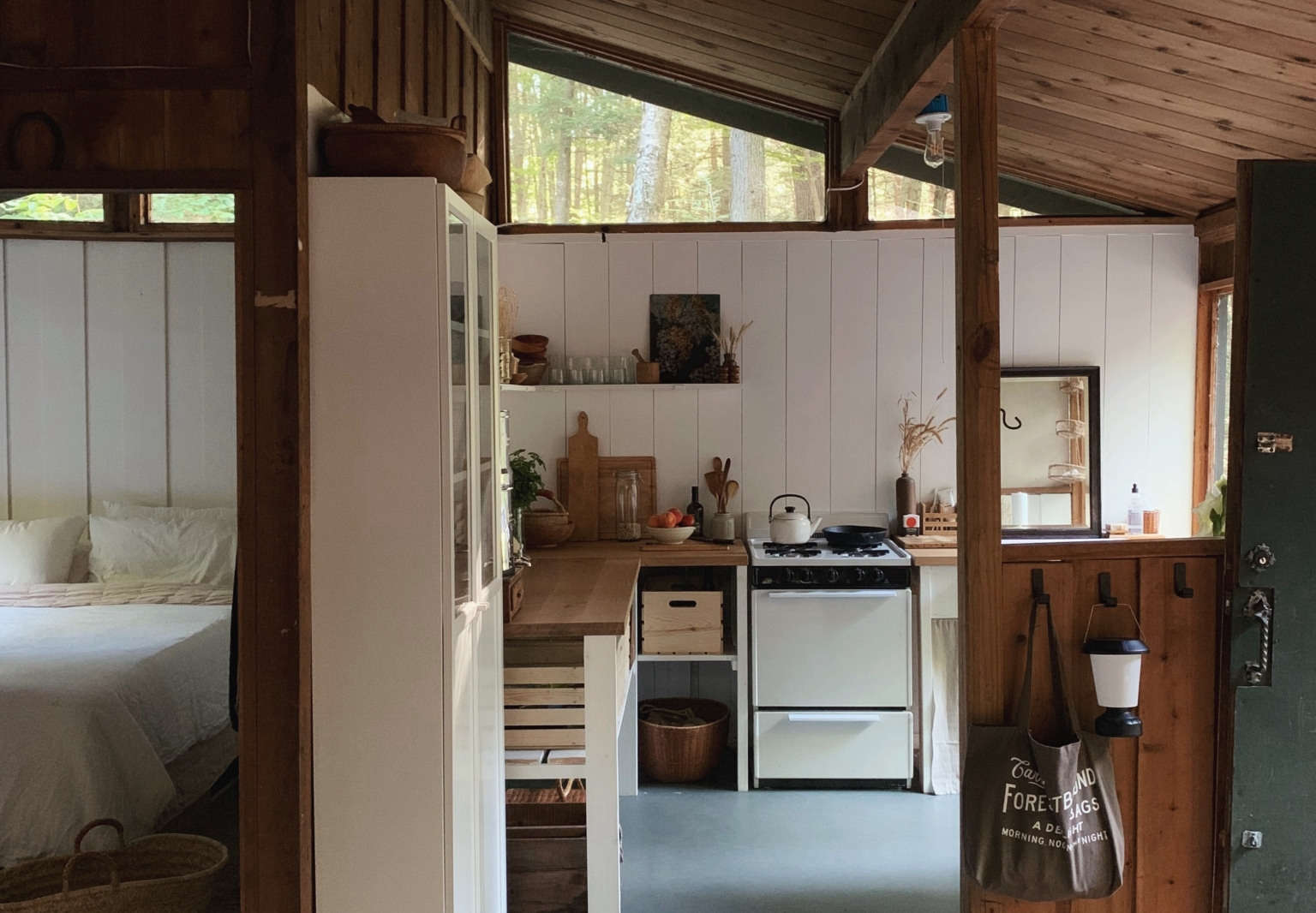 alice saunders new hampshire cabin kitchen  