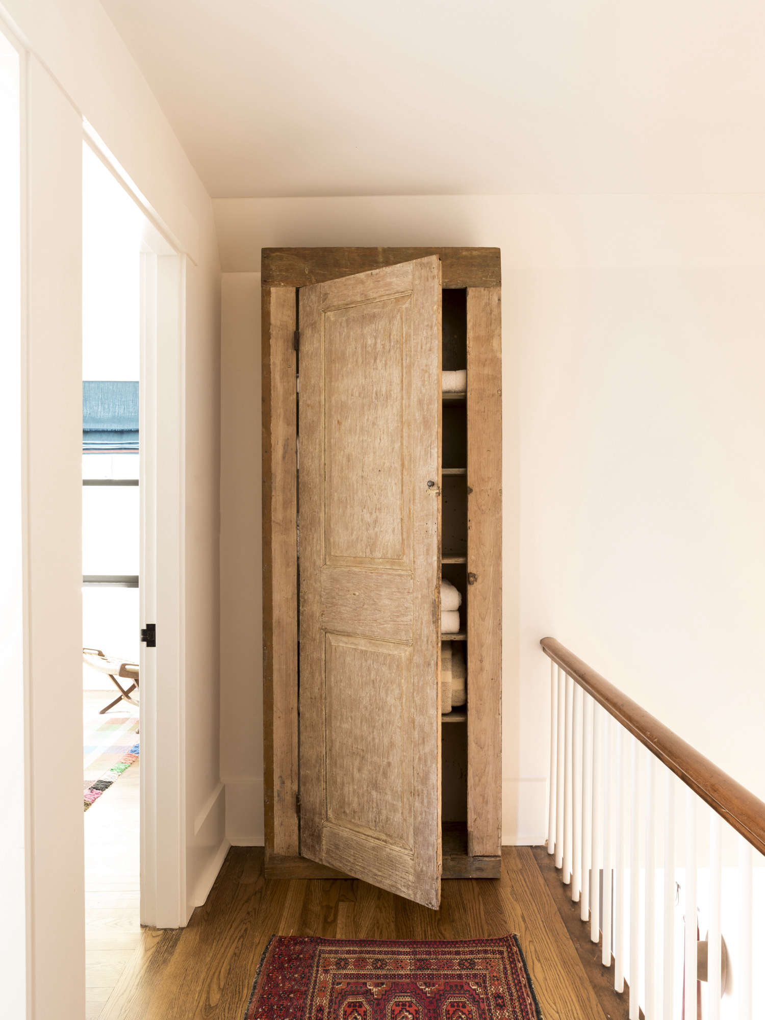 hall with linen cupboard, cambridge, ma, bestor architecture and carter design. 14