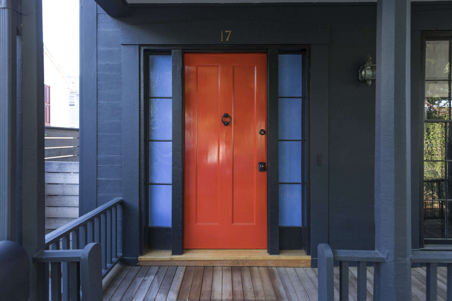bright front door in a cambridge, ma, house remodel by bestor architecture and  1