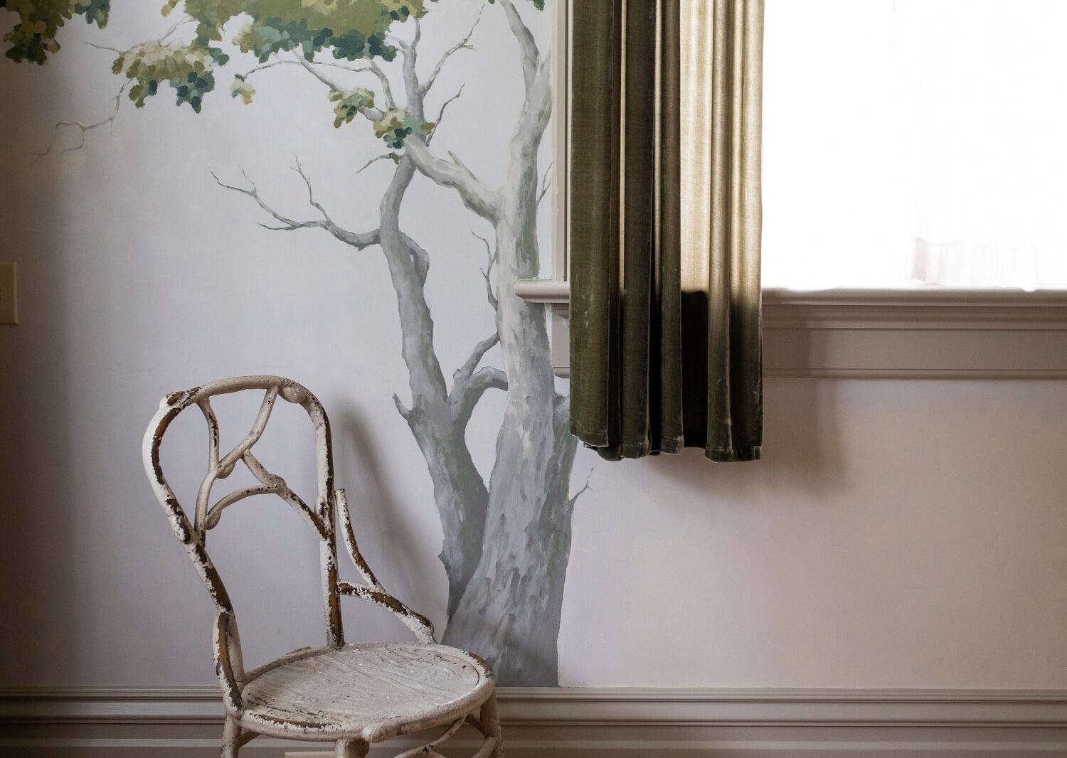 oelma room chair tree painting  