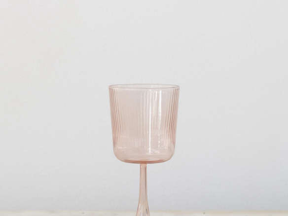 sunday shop r d glassware cameo pink ribbed wine glass  