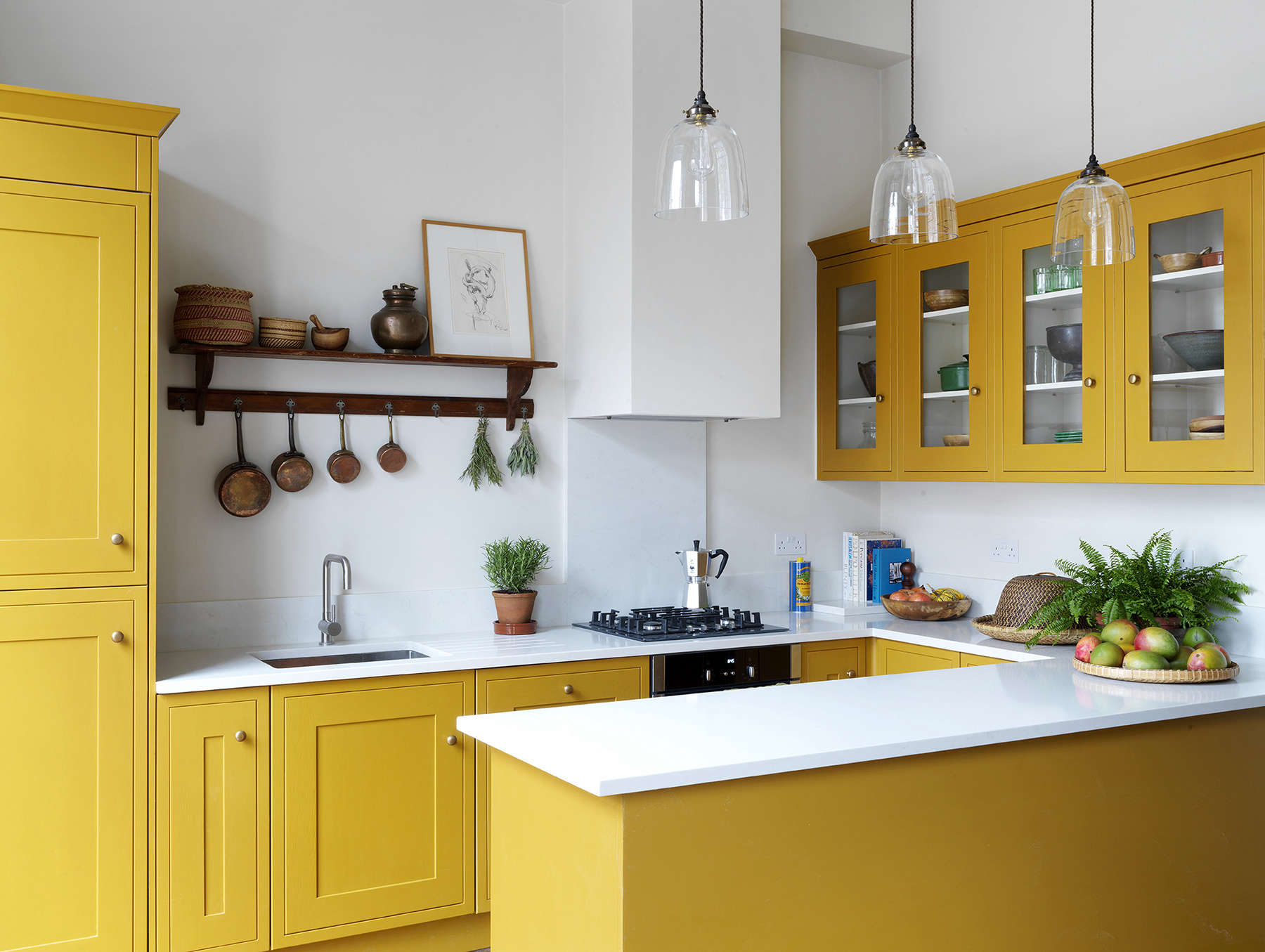 yellow kitchen design, small apartment remodel, london, by lonika chande. photo 0