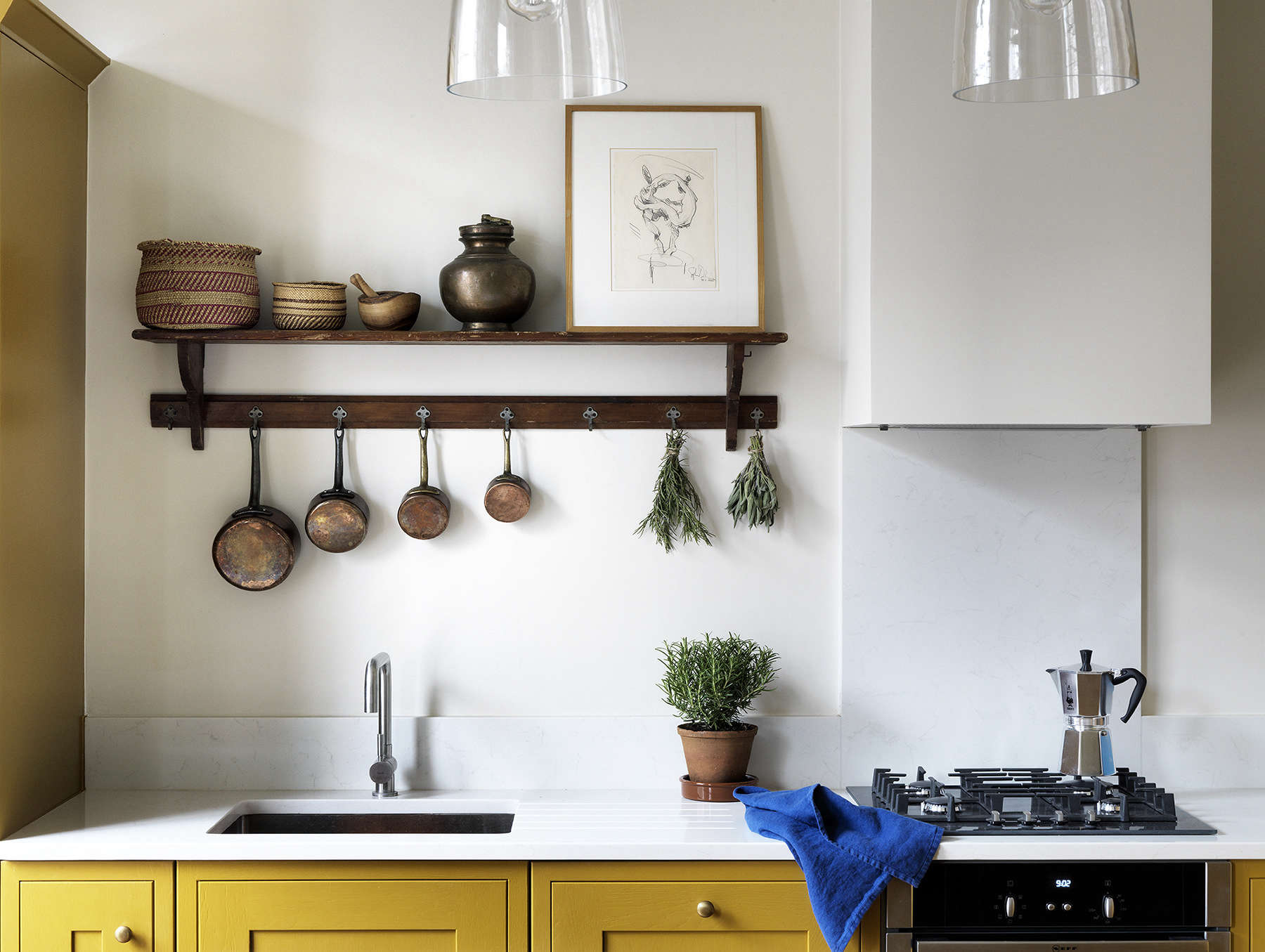 yellow kitchen design, small apartment remodel, london, by lonika chande. photo 1