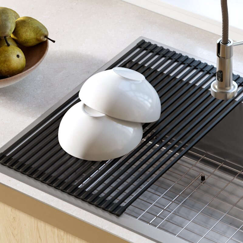 SS Over the Sink Multipurpose Roll-Up Drain Tray