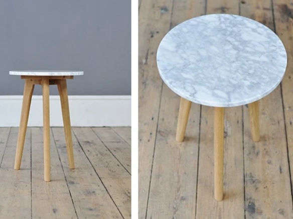 small contemporary marble and oak side table 8