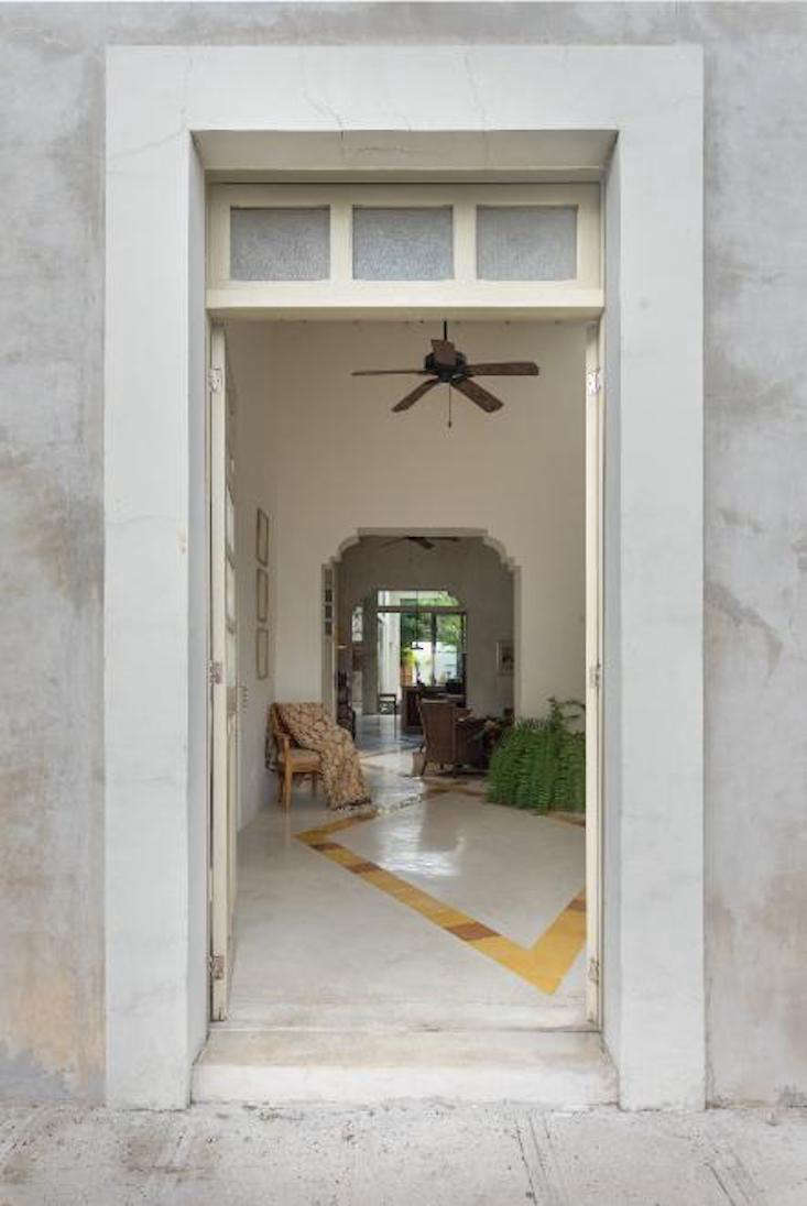 the front door opens into the vestibule. from here, guests can, in one straight 10