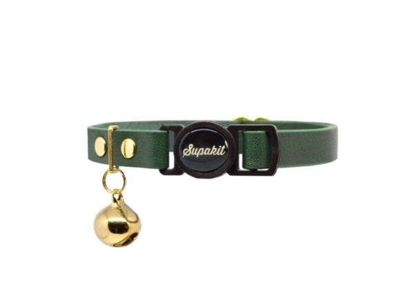 ‘emerald’ green breakaway leather cat collar 8