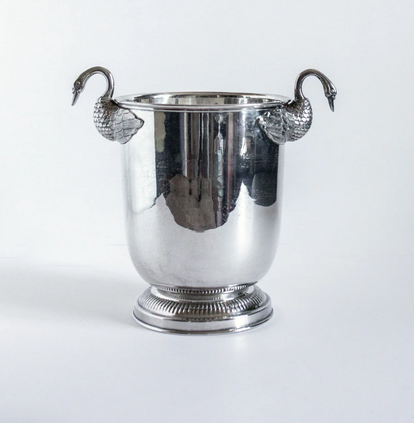 silver champagne bucket with swan handles