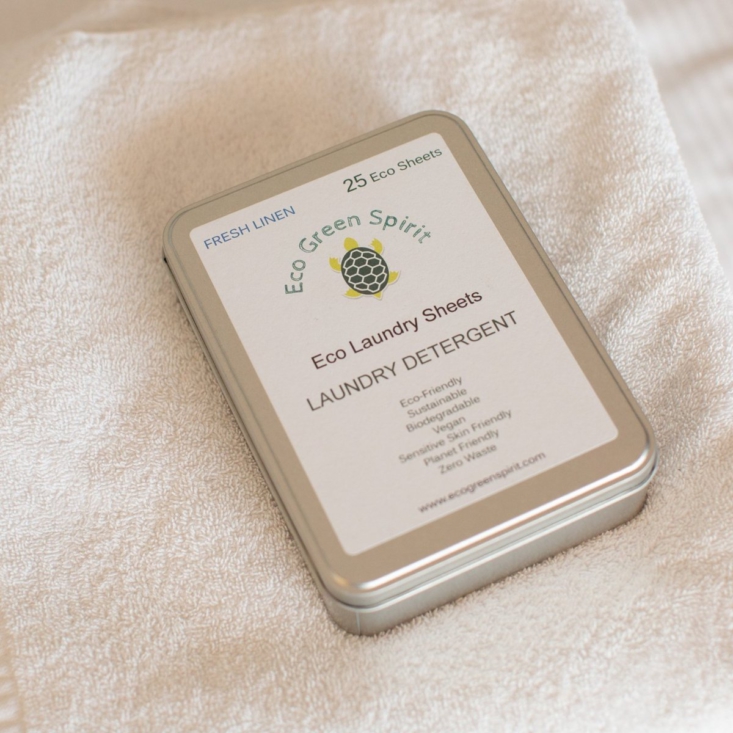 Eco Green Spirit offers tins of 25 Eco Laundry Sheets for $24.95.
