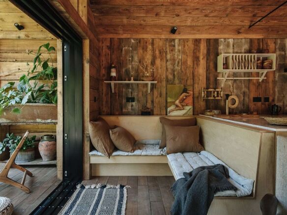 settle norfolk lakeside cabin living room  