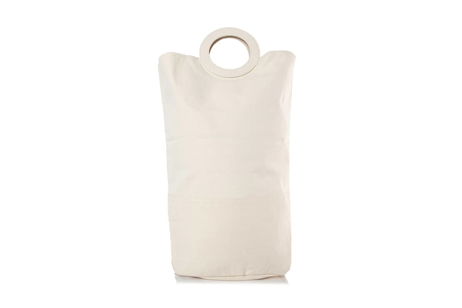 the canvas natural laundry hamper tote is $59 at pottery barn. 14