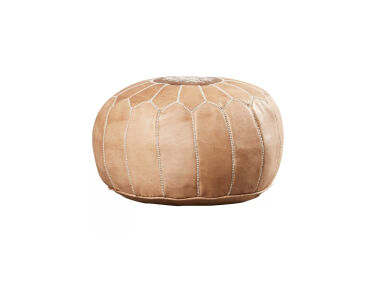 finchley 20 inch wide genuine leather round pouf  