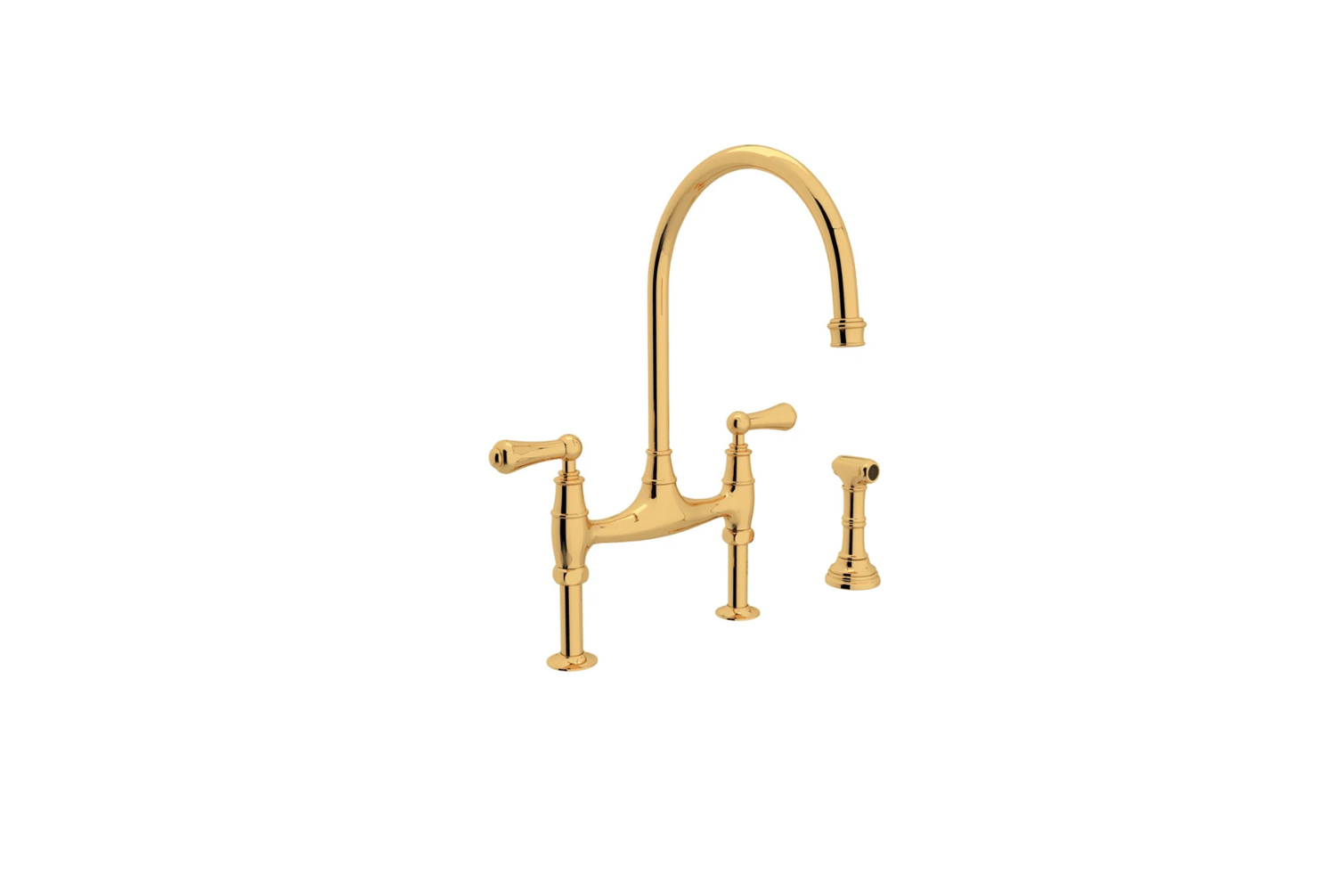 the perrin & rowe georgian era bridge faucet in unlacquered brass is $2,0 16