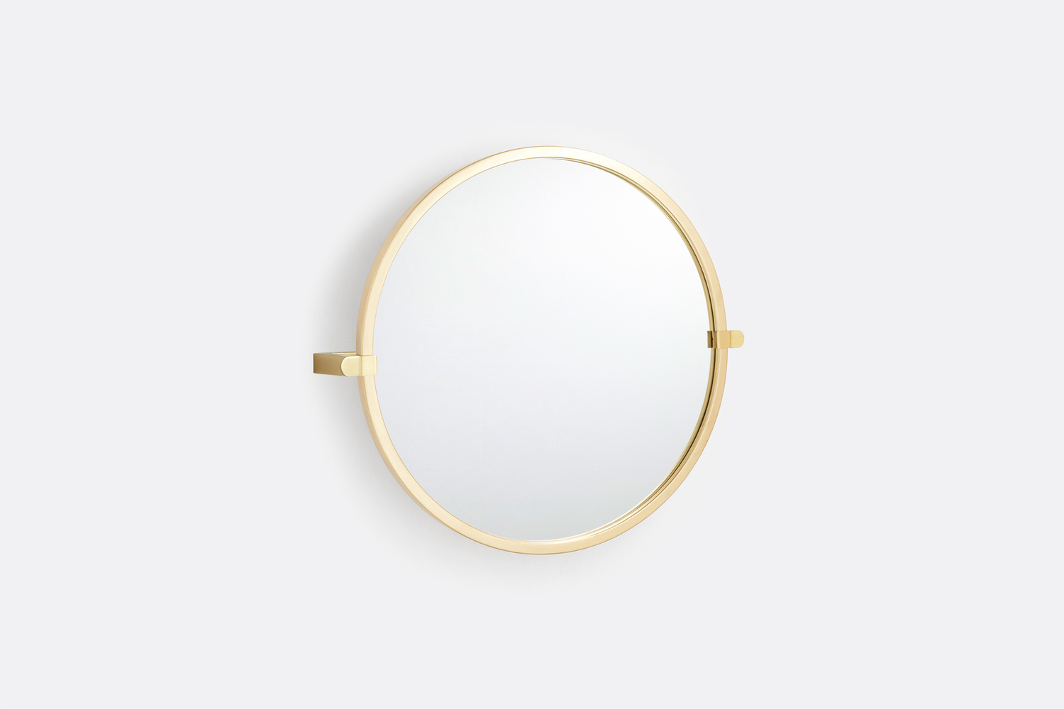 the rejuvenation bowman round pivot mirror in aged brass is $415. 16