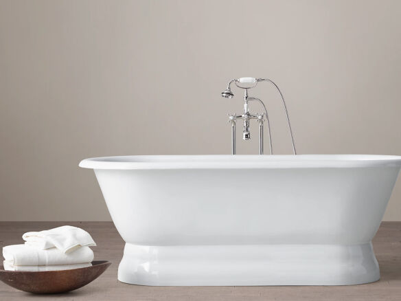 palais pedestal soaking tub with cross handle tub fill 8