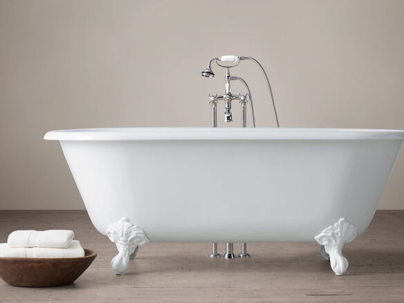 vintage imperial clawfoot tub with cross handle tub fill – white feet 8