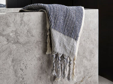 loom towels navy and cream stripe hand towel  