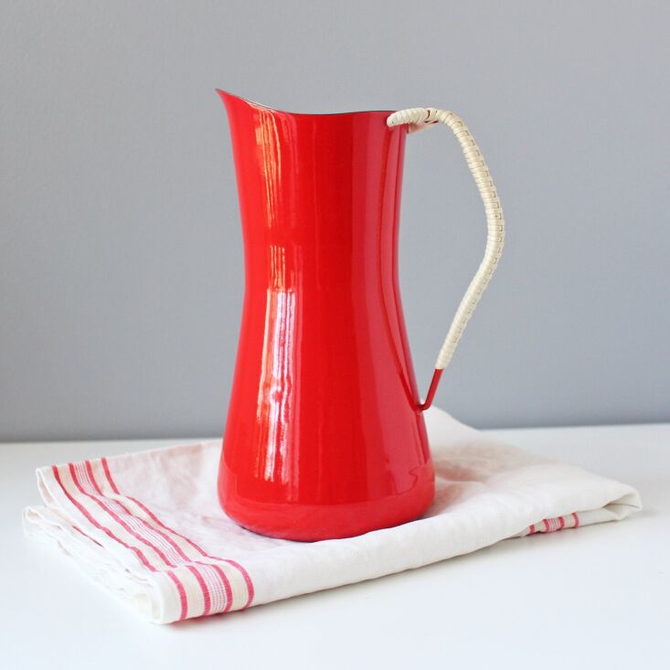 this vintage red enamel dansk kobenstyle pitcher (the kobenstyle line made its  12