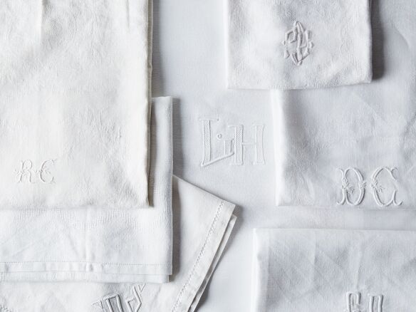 vintage white monogrammed french napkins 18
