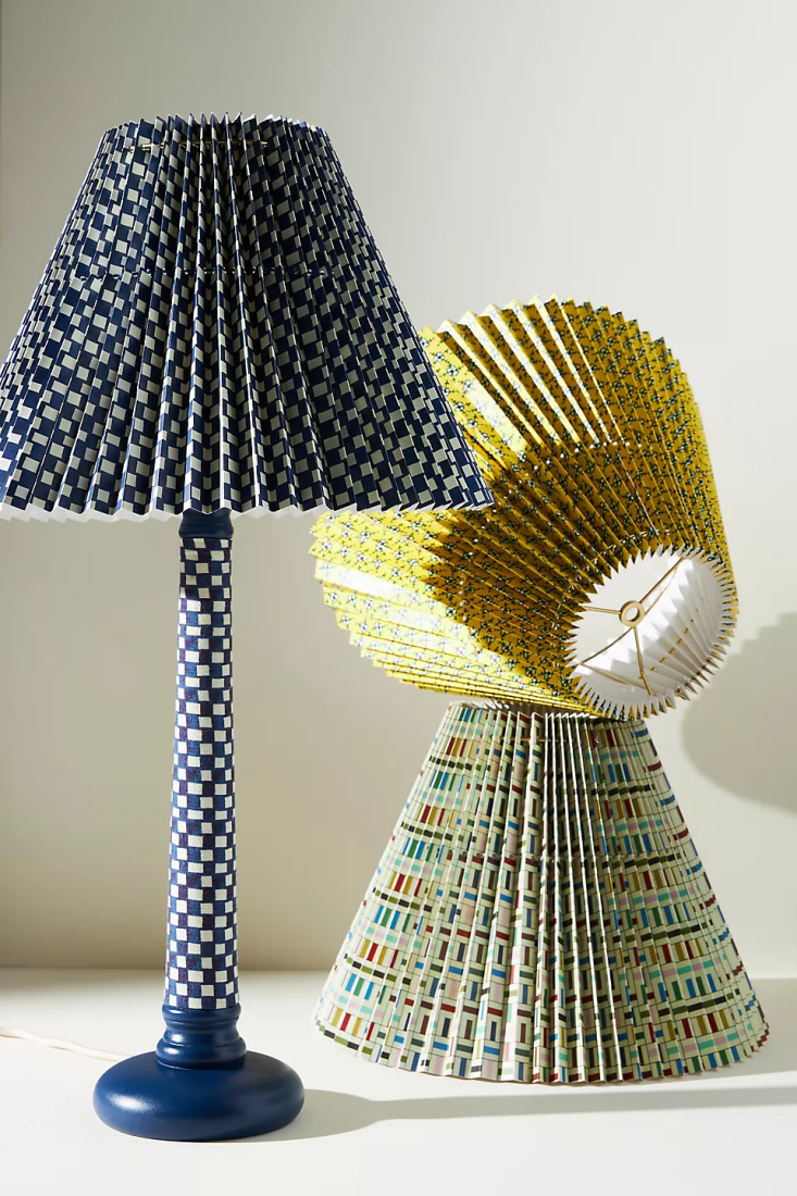 the allegory lamp shades have a pleated silhouette and come in a variety of pat 9