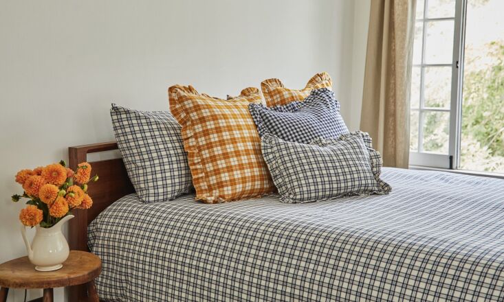 heather taylor home&#8217;s gingham and plaid designs are made from cotto 12
