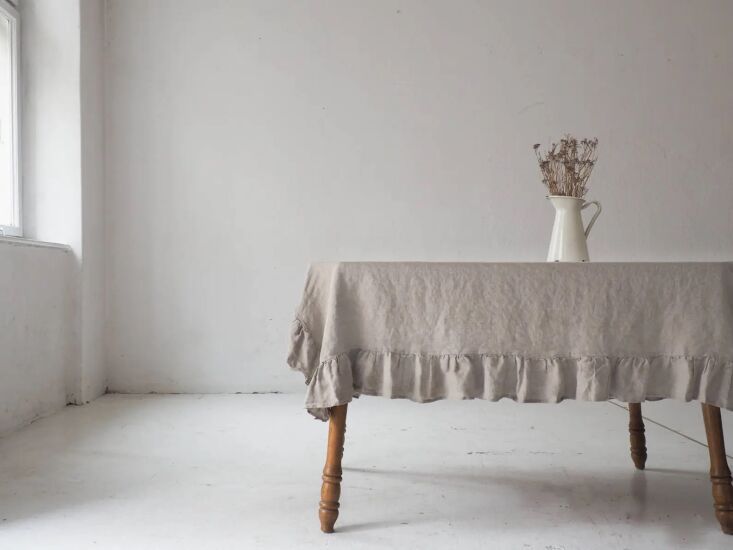 one of the many ruffled linen tablecloths—and other ruffled linen design 9