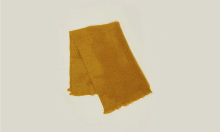 the solid mohair throw in mustard is $275 from hawkins new york. 19