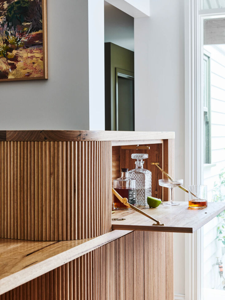 concealed bar in wooden kitchen designed by kim kneipp, bent st project, victor 20