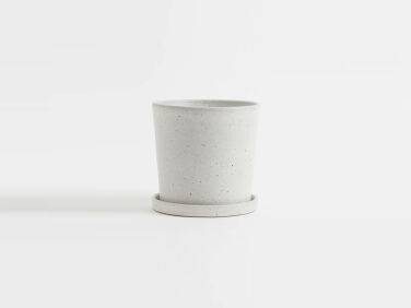 h and m plant pot and saucer white speckled  