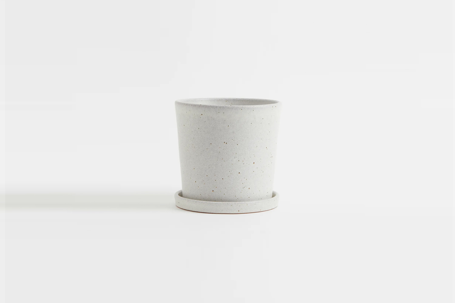 h&m plant pot and saucer white speckled 17
