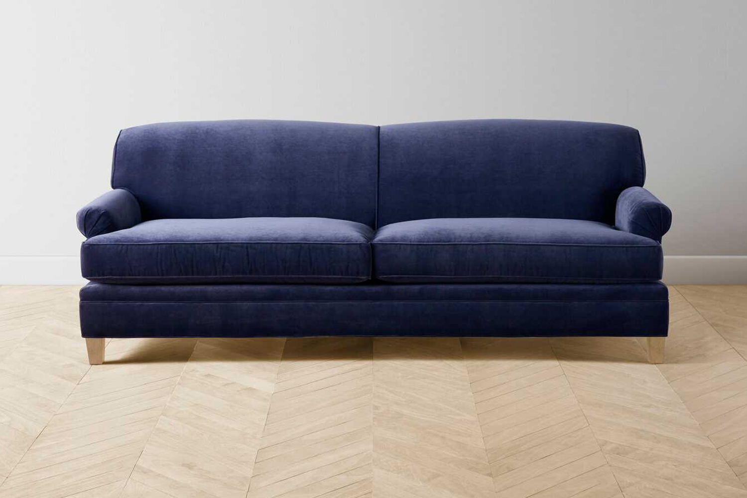 the carmine sofa (\$\2,775) from maiden home, shown in midnight velvet, is a si 14