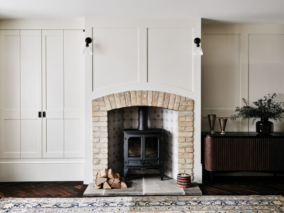 mark lewis design primrose hill house london living room wood stove  