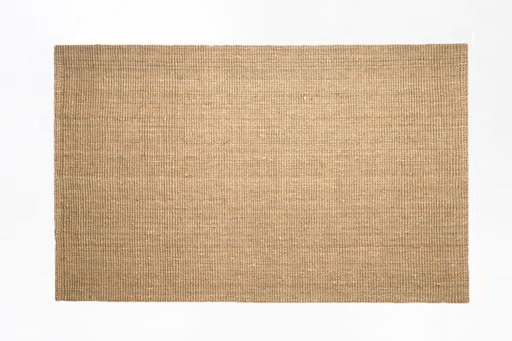 the jute boucle rug, shown in flax, is \$\1,099 for the large \10 by \14 size a 20