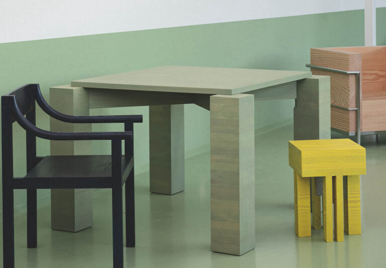 Responsible Reuse Furniture Built from Dinesen Offcuts for a Museum Caf portrait 3