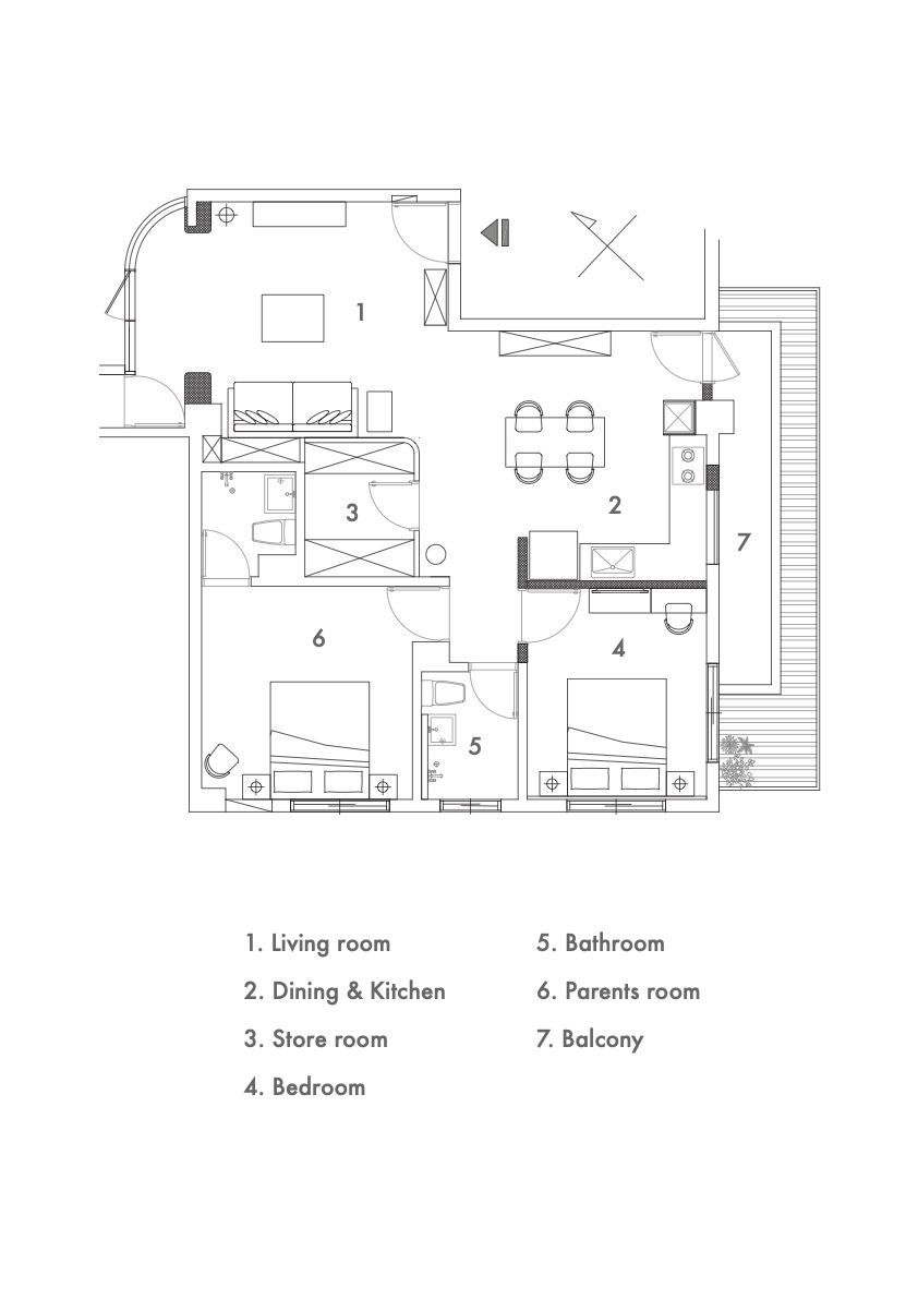 homework design, taipei, nh residence apartment remodel floor plan after 13