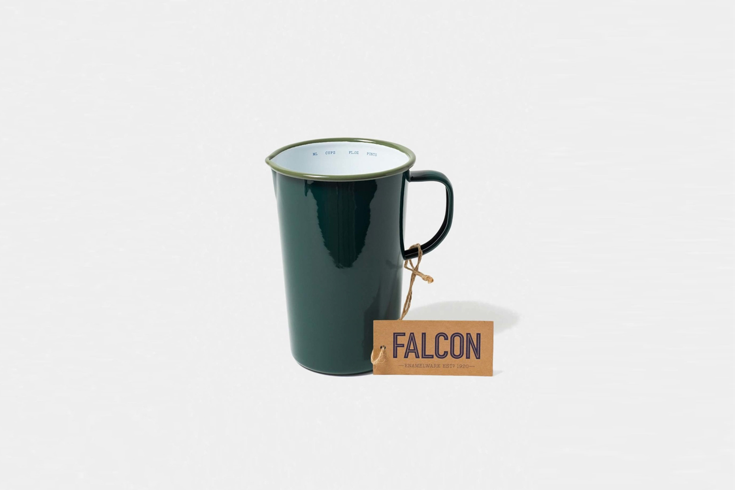 the falconware \2 pint jug in samphire green is \$44 at woods grove. 20