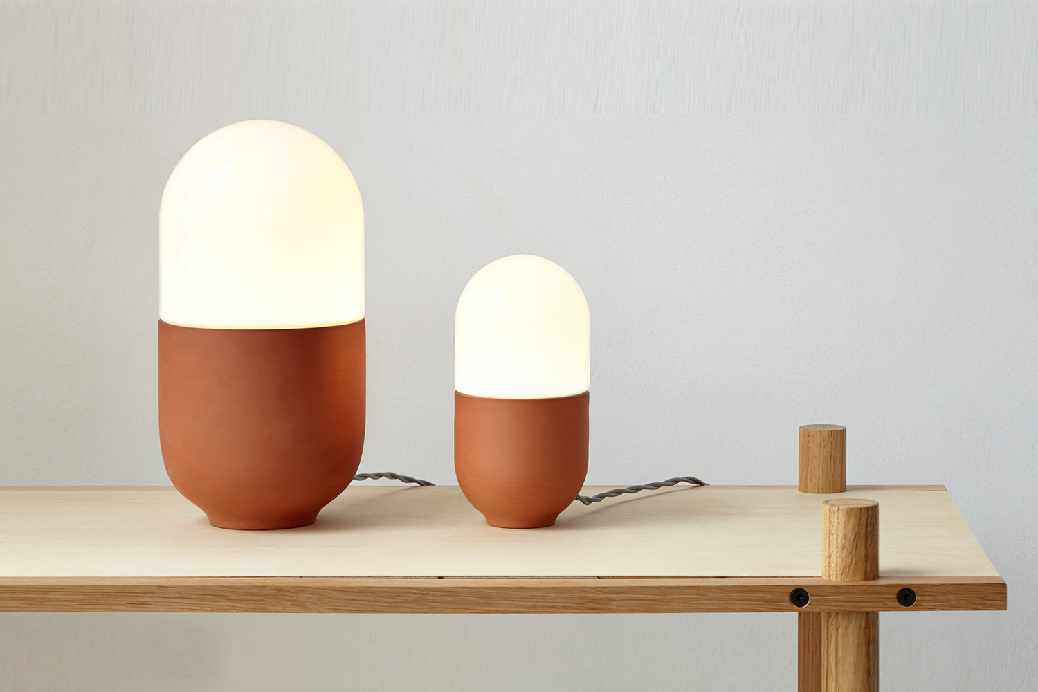 the hand & eye studio duo terracotta table lamp is £\200 £37\1.\2 15