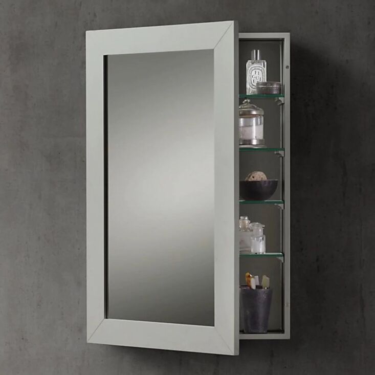 a discontinued restoration hardware small hutton inset medicine cabinet in whit 17
