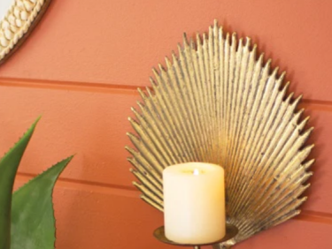 antique brass palm leaf candle sconce  