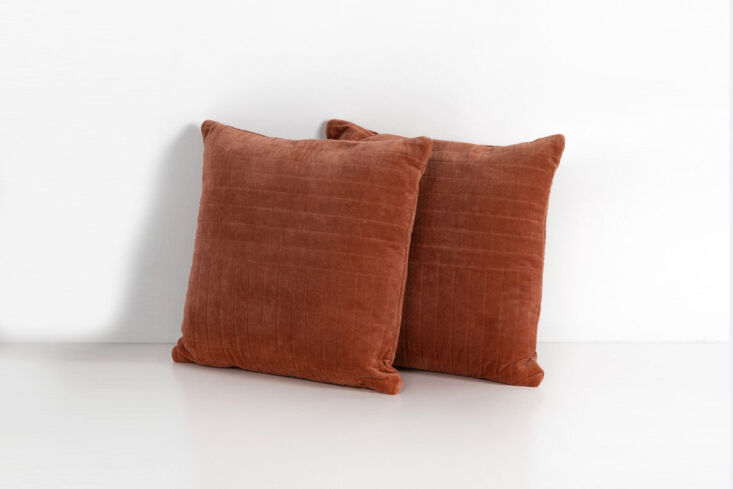 and a more budget option: the channel tufted pillow set in rust velvet from bur 11