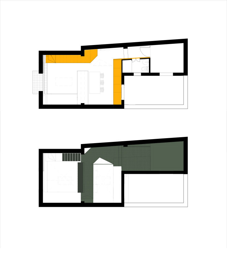 the downstairs is rendered in yellow and the upstairs canopy in green. 19