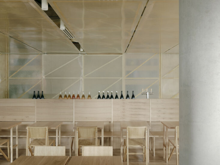 a minimal bar doubles as bench seating. 13