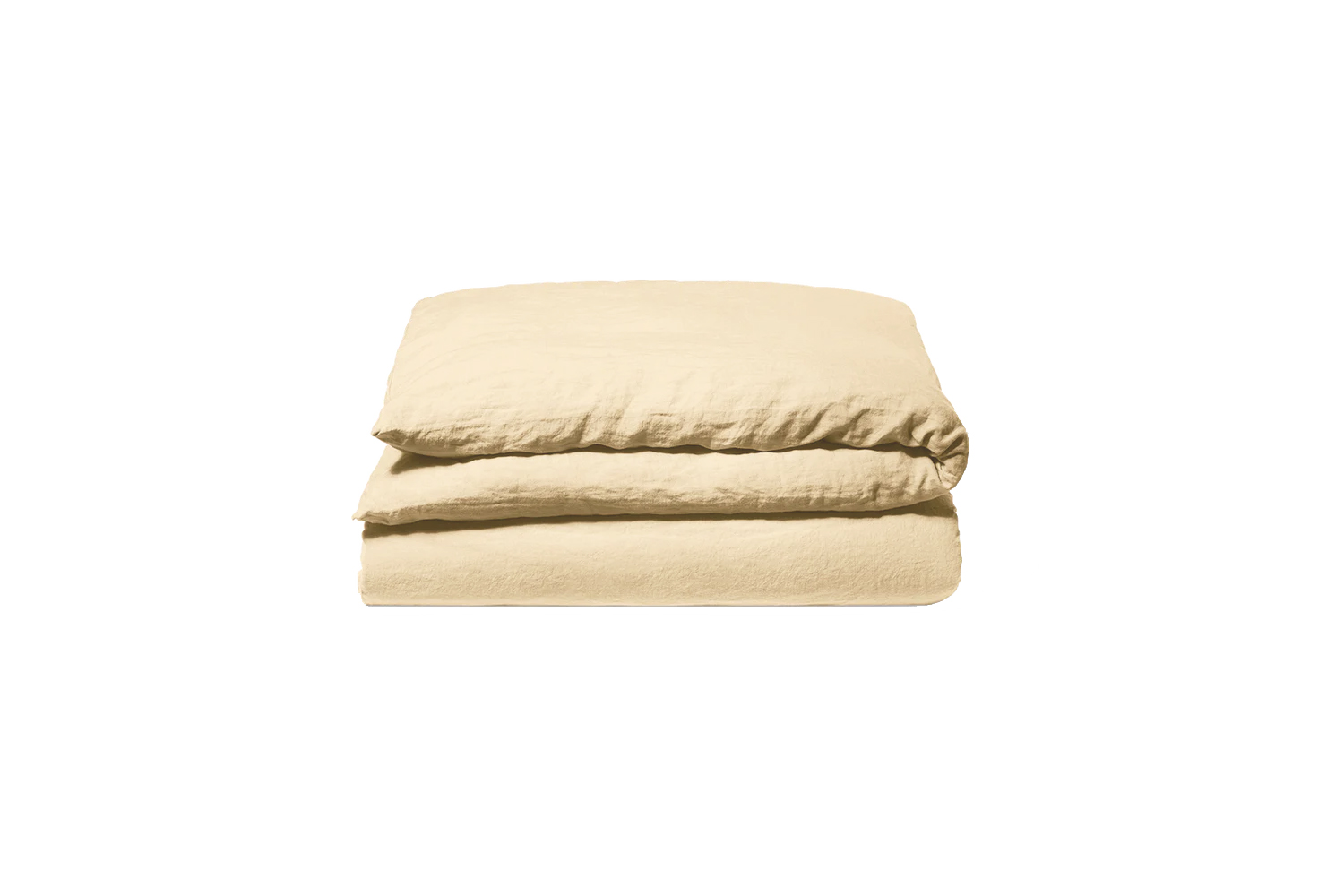 the merci washed linen duvet cover in light yellow kaolin is €\175 for t 18