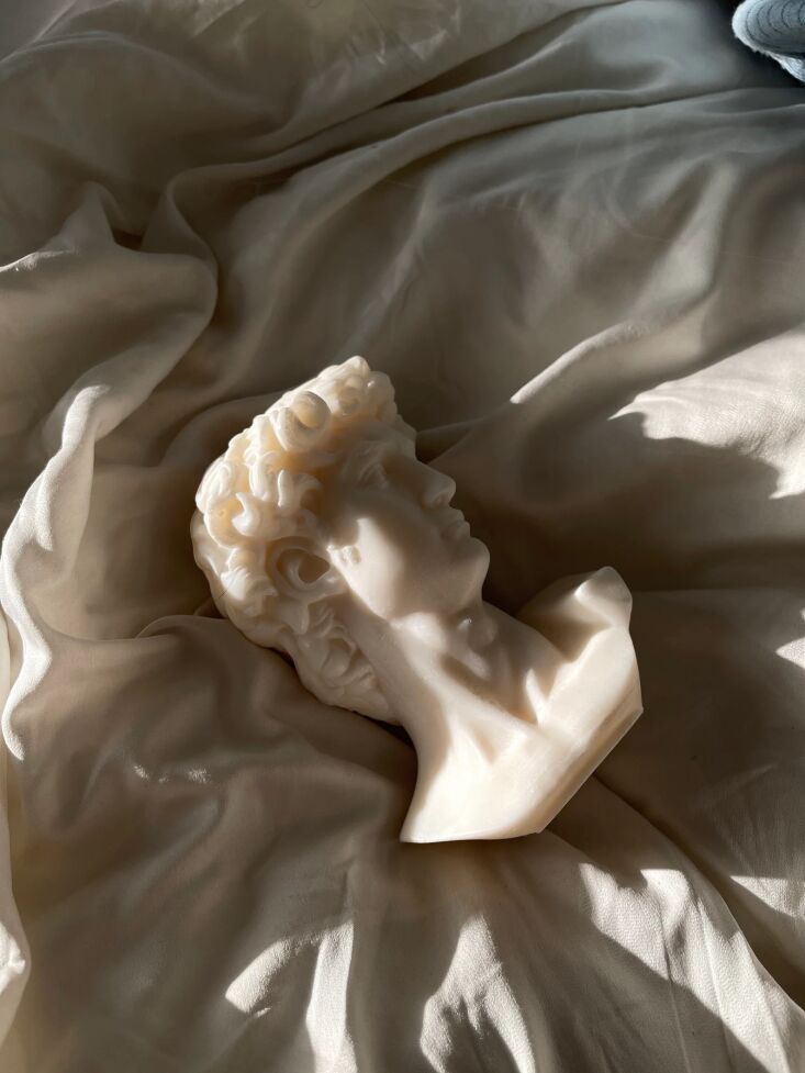 the david bust candle is \$4\2.06 from souvenirs de soie on etsy. 13