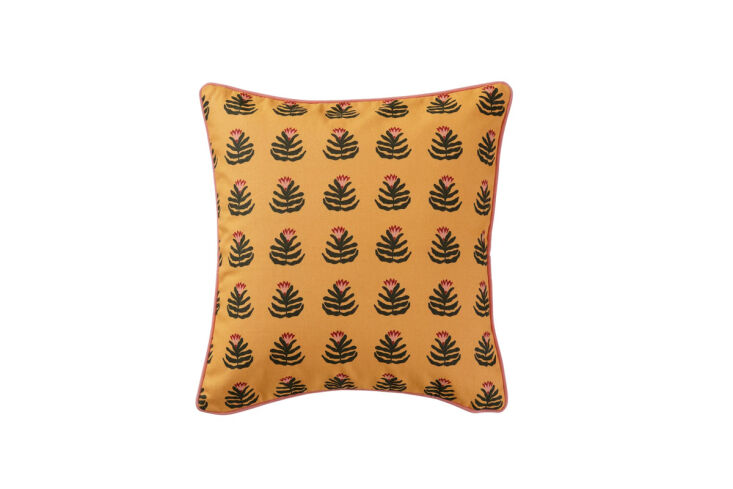 the aromatisk cushion cover, yellow (\$6.99) has a block print esque motif on a 12