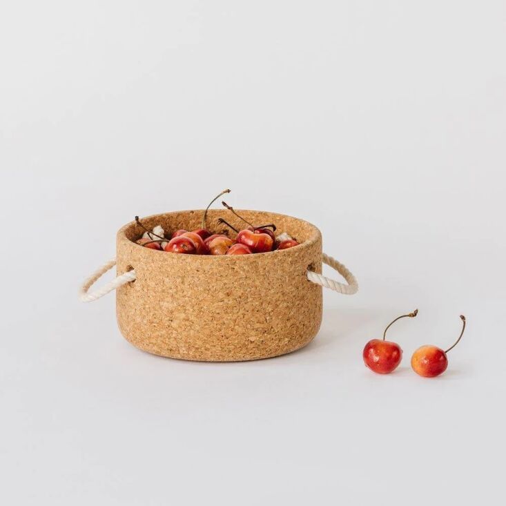 a cork bowl with handles, \$63, by melanie abrantes design of oakland, ca. & 10