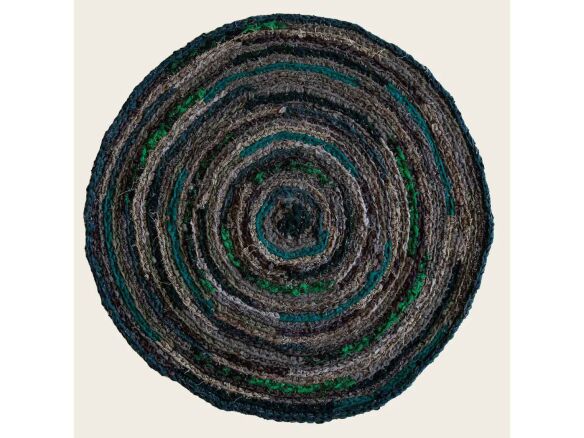 Ollys Round Rag Rug in Green and Teal portrait 42