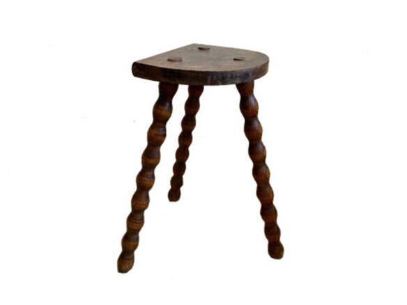 antique french bobbin leg milking stool 8