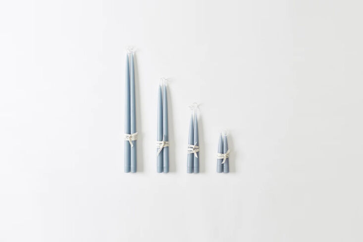 the hand dipped pewter taper candles start at \$8 for a pair at march. 26