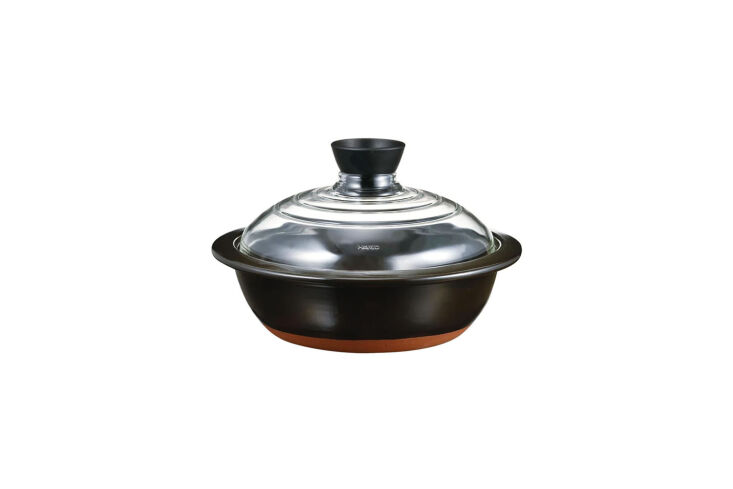 the hario japanese clay donabe stovetop hot pot has a heat resistant glass lid  18